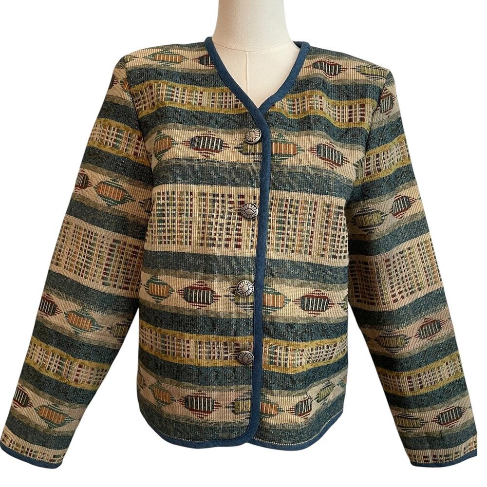 VTG. Stonebridge Western Blazer Jacket  Womens M Tapestry Concho Button Outdoors